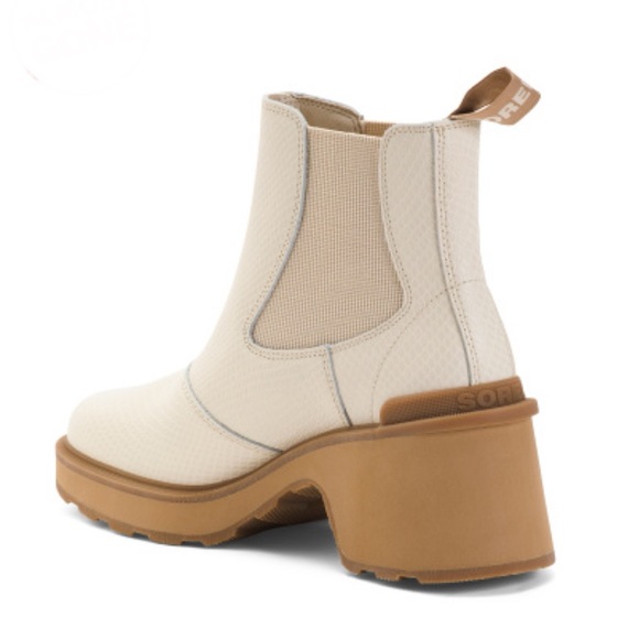 SOREL Cream Suede Hi Line Heel Lace Up Boots - Picture 2 of 2
